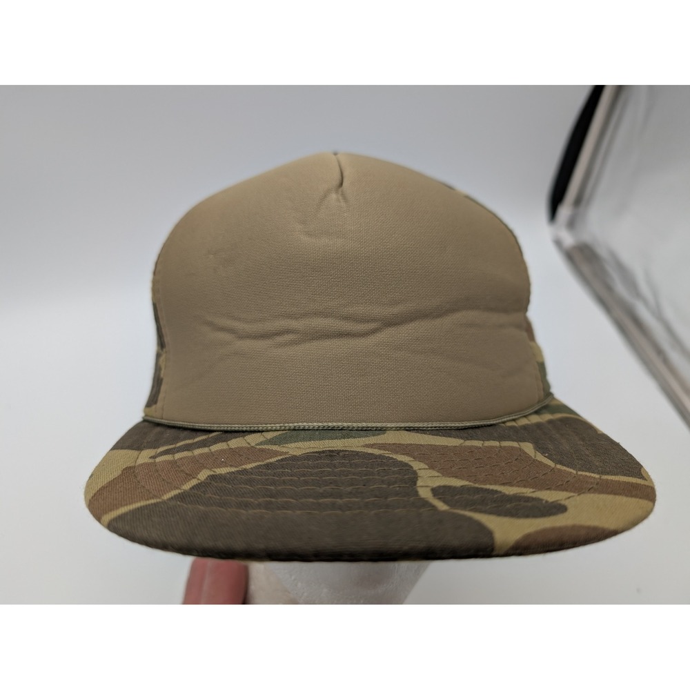 VTG Otto Cap Blank Duck Camo Snapback Hat Tan Trucker Cap WCPC Made in Taiwan